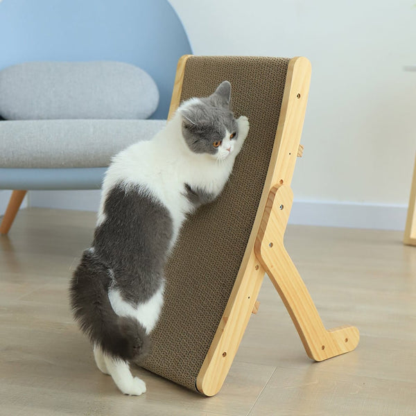 HKM-5402173 Deformation Cat Bed with Vertical Corrugated Paper Scratcher and Replaceable Core for Cats