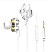 HKM-540243 Quad Core Heavy Bass Earphones with Dual Moving Coils and Wheat Wire Control for Mobile Devices