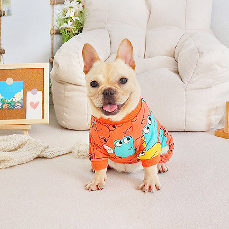 HKM-5402557 Cute Spring and Autumn Orange Cotton Dog Clothes for Four-Legged Pets