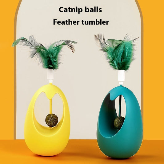 HKM-5402813 Catnip Ball Tumbler Toy for Cats - Multi-Color Teaser with Molar Design, 7x7x11cm