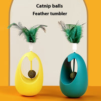 HKM-5402813 Catnip Ball Tumbler Toy for Cats - Multi-Color Teaser with Molar Design, 7x7x11cm