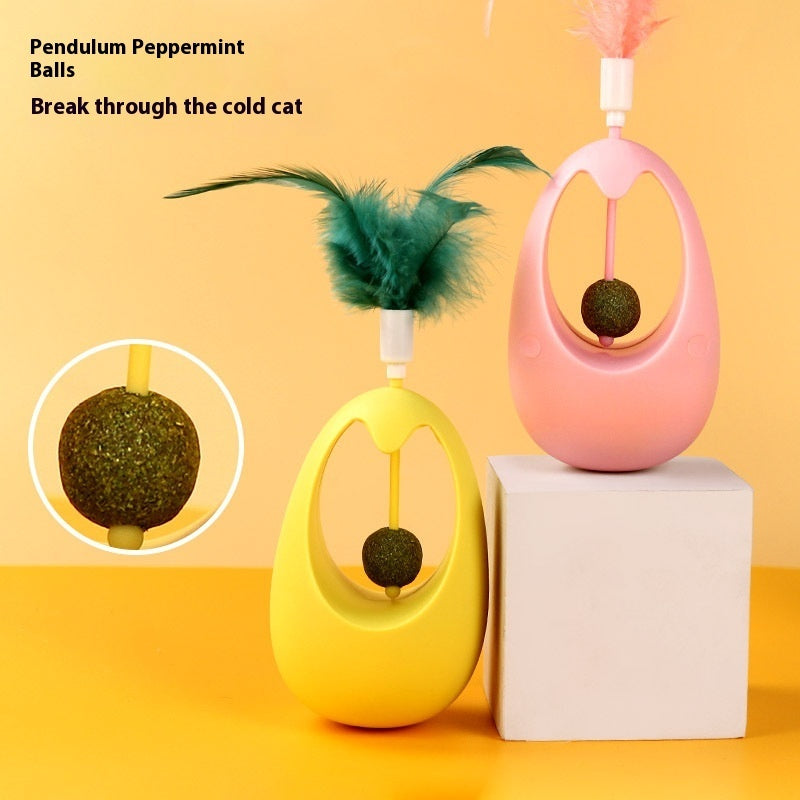HKM-5402813 Catnip Ball Tumbler Toy for Cats - Multi-Color Teaser with Molar Design, 7x7x11cm