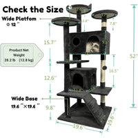 HKM-5403581 Stylish Cat Climbing Frame with Scratching Board and Plush Napping Area, Dark Grey and Beige