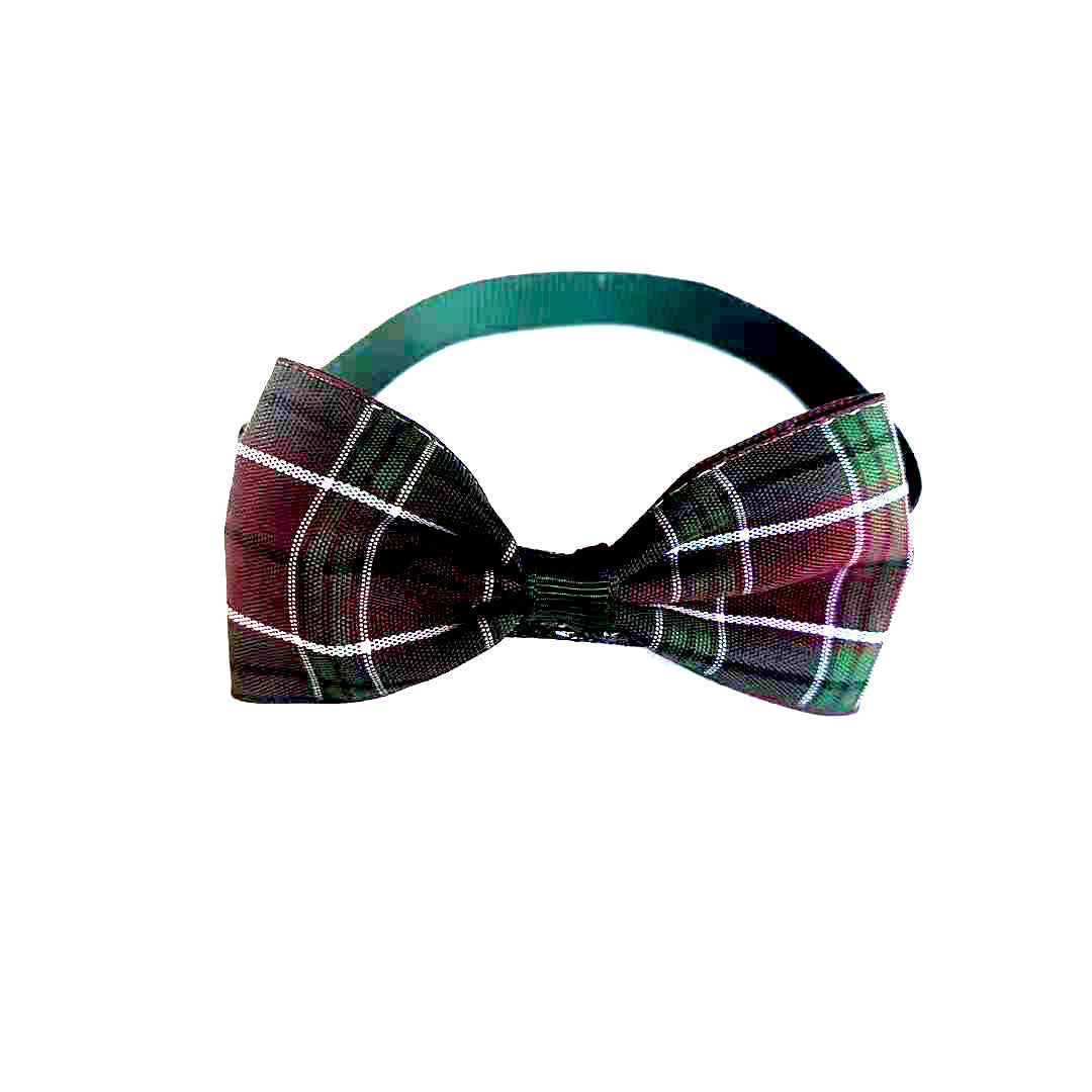HKM-5404221 Plaid Pet Scarf with Bow Tie for Cats and Dogs - Stylish Polyester Fiber Accessory