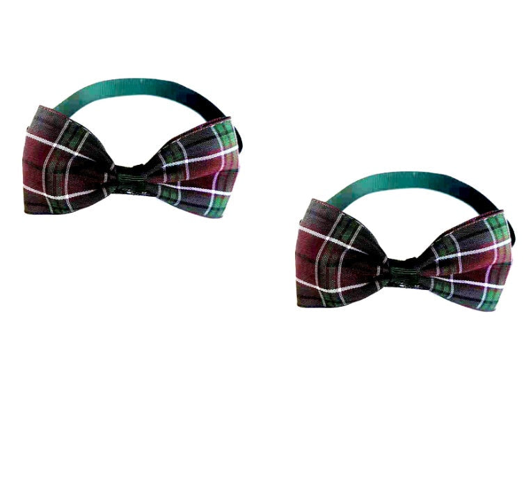 HKM-5404221 Plaid Pet Scarf with Bow Tie for Cats and Dogs - Stylish Polyester Fiber Accessory