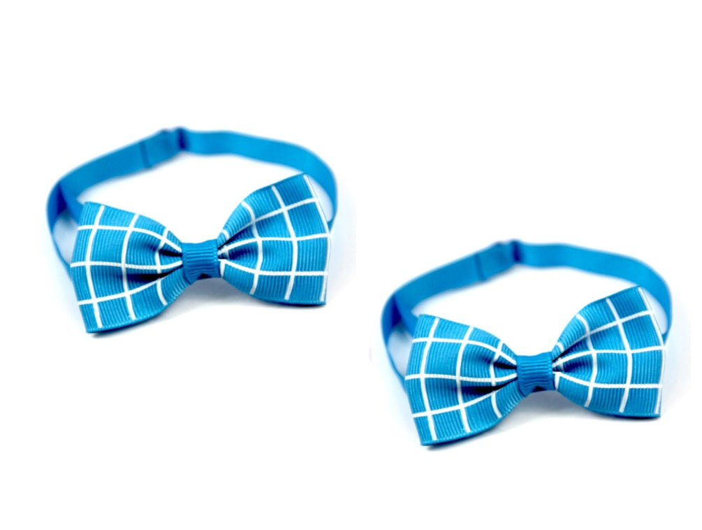 HKM-5404221 Plaid Pet Scarf with Bow Tie for Cats and Dogs - Stylish Polyester Fiber Accessory