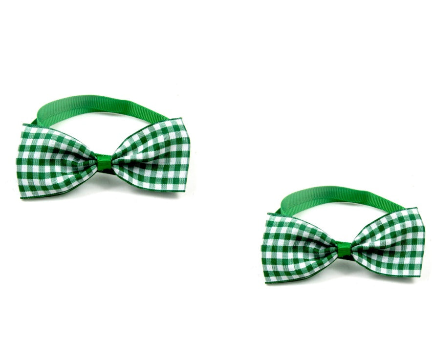HKM-5404221 Plaid Pet Scarf with Bow Tie for Cats and Dogs - Stylish Polyester Fiber Accessory
