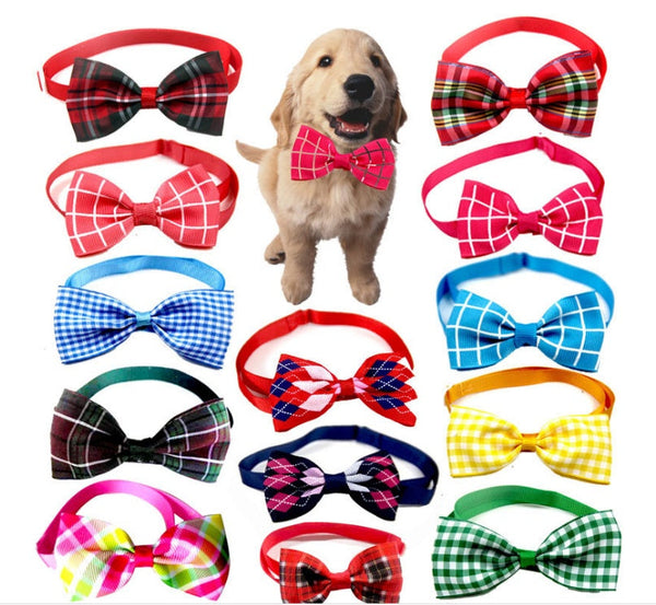 HKM-5404221 Plaid Pet Scarf with Bow Tie for Cats and Dogs - Stylish Polyester Fiber Accessory
