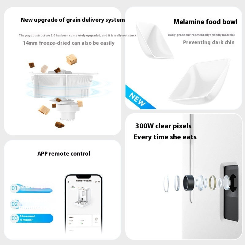 HKM-5405757 Wireless Smart Automatic Pet Feeder with WiFi and Video for Cats