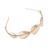 HKM-540627 Golden Leaf Metal Headband for Women - Simple Retro Style Accessory
