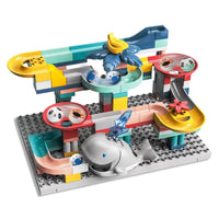 HKM-540627 Whale Rolling Ball Sliding Track Construction Toy Set - 135 Pieces, Educational Building Blocks for Ages 3 and Up