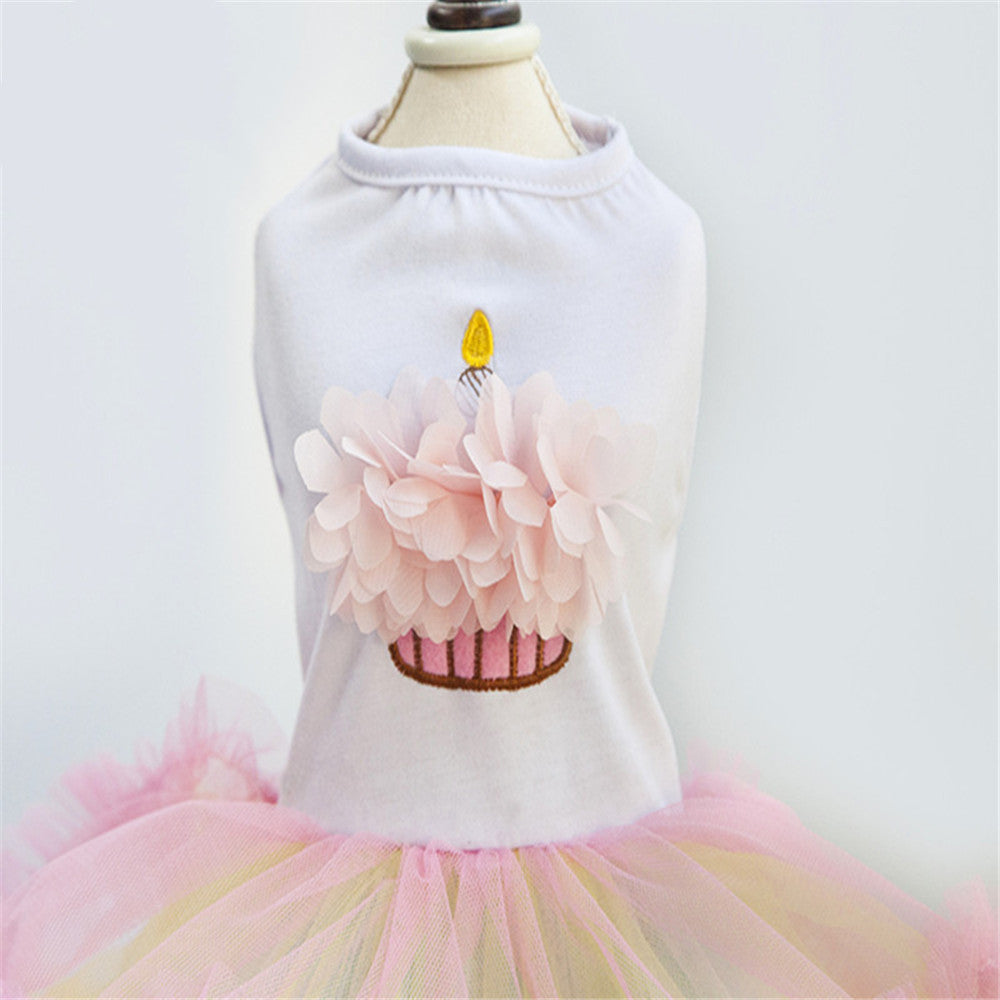 HKM-5408317 Floral Cotton Cupcake Tutu Dress for Dogs - Stylish and Comfortable All Seasons