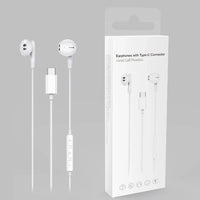 HKM-540947 Wired Bass Boosted Type-C Earphones with Microphone for iPhone 15, Samsung, and Google Devices