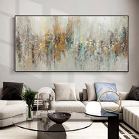 HKM-541139 Handmade Abstract Oil Painting on Canvas - Modern Horizontal Wall Art for Living Room and Bedroom Decor