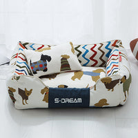 HKM-5411773 Removable and Washable Large Dog Bed with Small Pillow - Cozy Winter Pet Nest
