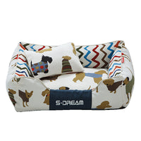 HKM-5411773 Removable and Washable Large Dog Bed with Small Pillow - Cozy Winter Pet Nest