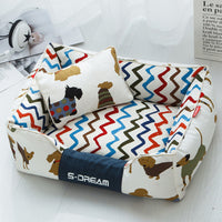 HKM-5411773 Removable and Washable Large Dog Bed with Small Pillow - Cozy Winter Pet Nest