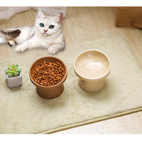 HKM-5413693 Cylindrical Ceramic Cat Bowl in Small and Large Sizes ¨C Available in Leopard and Beige Designs