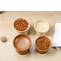 HKM-5413693 Cylindrical Ceramic Cat Bowl in Small and Large Sizes ¨C Available in Leopard and Beige Designs