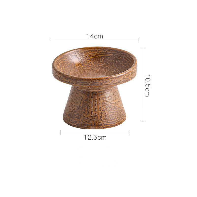 HKM-5413693 Cylindrical Ceramic Cat Bowl in Small and Large Sizes ¨C Available in Leopard and Beige Designs