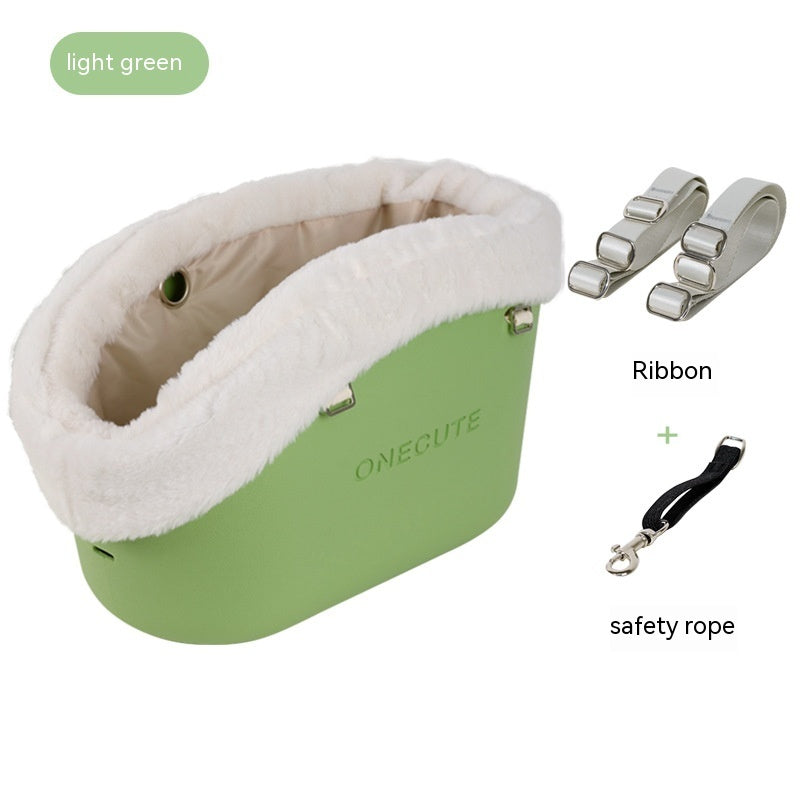 HKM-5413949 Portable One-Shoulder Pet Carrier Bag with Pillow and Warm Cover in Twilight White and Dark Green