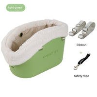 HKM-5413949 Portable One-Shoulder Pet Carrier Bag with Pillow and Warm Cover in Twilight White and Dark Green