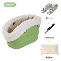 HKM-5413949 Portable One-Shoulder Pet Carrier Bag with Pillow and Warm Cover in Twilight White and Dark Green