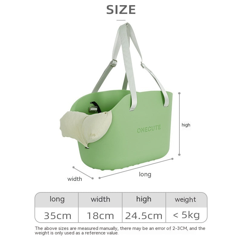 HKM-5413949 Portable One-Shoulder Pet Carrier Bag with Pillow and Warm Cover in Twilight White and Dark Green