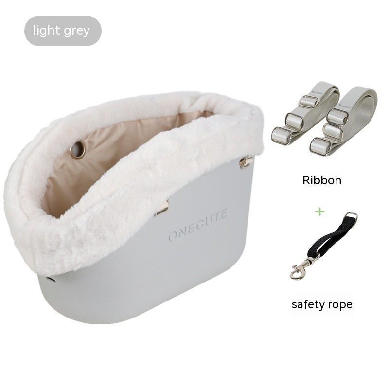 HKM-5413949 Portable One-Shoulder Pet Carrier Bag with Pillow and Warm Cover in Twilight White and Dark Green