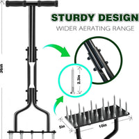 HKM-541395 Lawn Aerator with Iron Spikes for Soil Dethatching and Aeration
