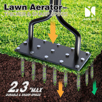 HKM-541395 Lawn Aerator with Iron Spikes for Soil Dethatching and Aeration