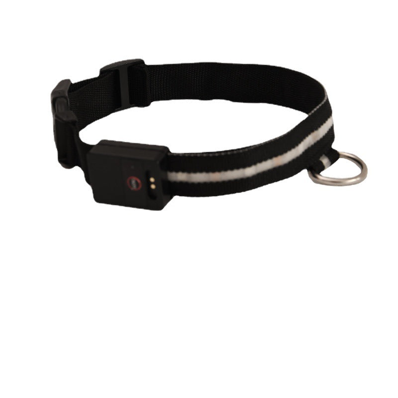 HKM-5415485 Luminous Black Dog Walking Collar with Rope for Halloween, Christmas, and Year-Round Use