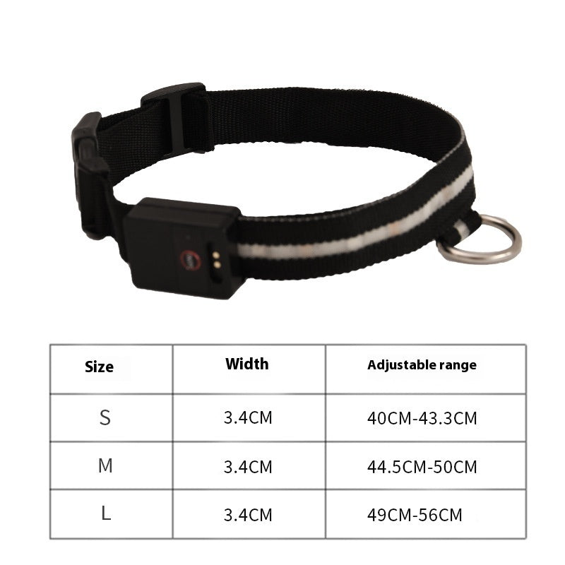HKM-5415485 Luminous Black Dog Walking Collar with Rope for Halloween, Christmas, and Year-Round Use