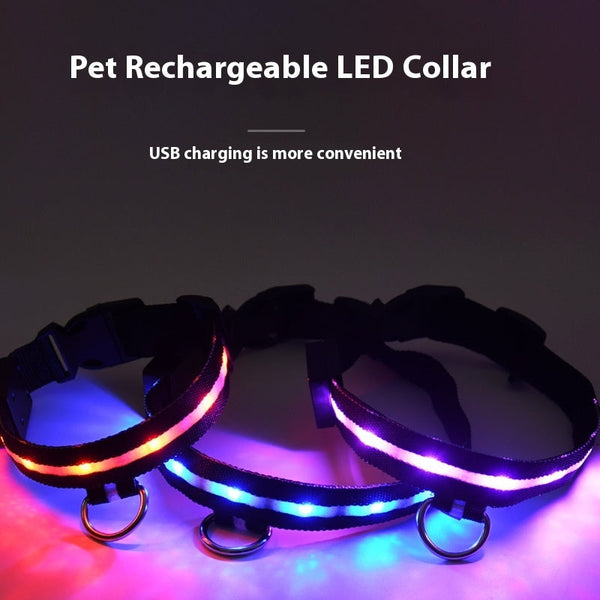 HKM-5415485 Luminous Black Dog Walking Collar with Rope for Halloween, Christmas, and Year-Round Use
