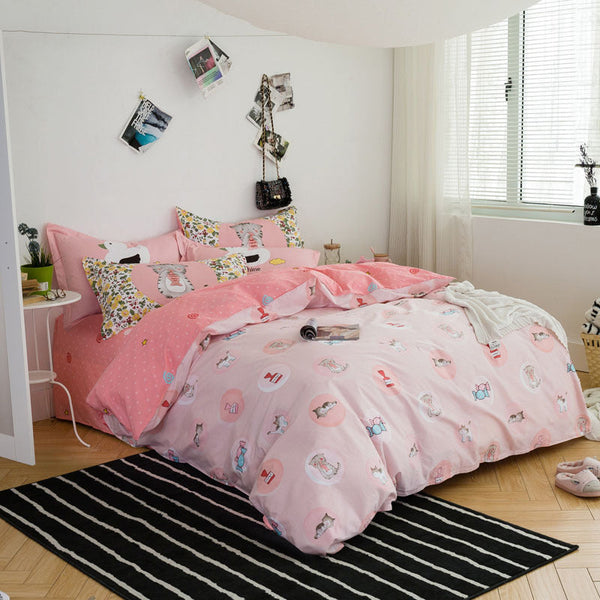 HKM-542035 Three-Piece Pure Cotton Printed Bedding Set - Includes Quilt Cover, Bed Sheet, and Pillowcase