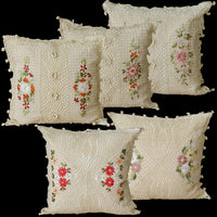 HKM-542099 Cotton and Linen Embroidered Pillow Case Cushion, 45 x 45 cm