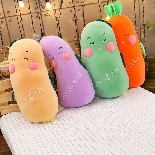 HKM-542163 Narrow Eyes Vegetable Pillow - Crystal Super Soft Plush, PPCotton Filling