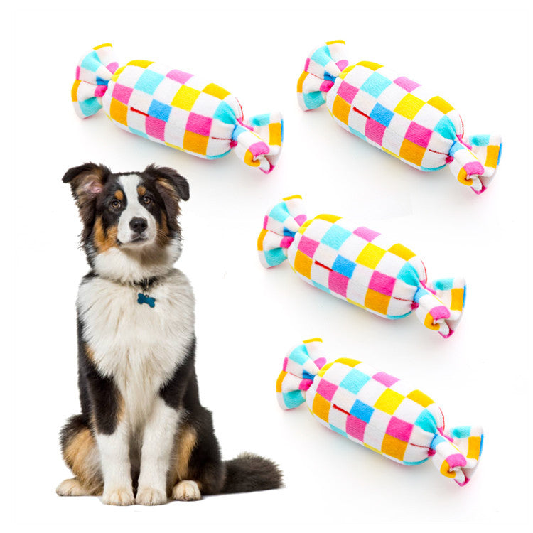 HKM-5422909 Candy Square Puzzle Dog Toy with Sound for Interactive Play and Dental Care
