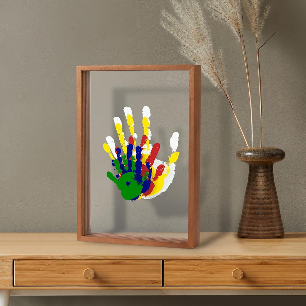 HKM-542291 Handprint Photo Frame Kit with Paint, Brush, and Marker - Modern Rectangle Design