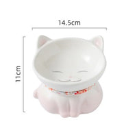 HKM-5423421 Ceramic Cat Food Bowl - Cervical Vertebra Design in Blue and Pink