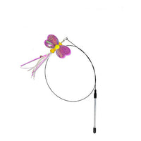 HKM-5424061 Insect Series Funny Cat Stick with Roll-Up Long Steel Wire Feathers