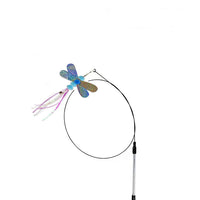 HKM-5424061 Insect Series Funny Cat Stick with Roll-Up Long Steel Wire Feathers
