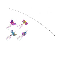 HKM-5424061 Insect Series Funny Cat Stick with Roll-Up Long Steel Wire Feathers