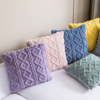 HKM-542419 Nordic Style Plush Throw Pillow Cover - Geometric Design in Light Blue, Dark Blue, Pink, Yellow, Purple, Turquoise Blue, Beige, 45x45cm