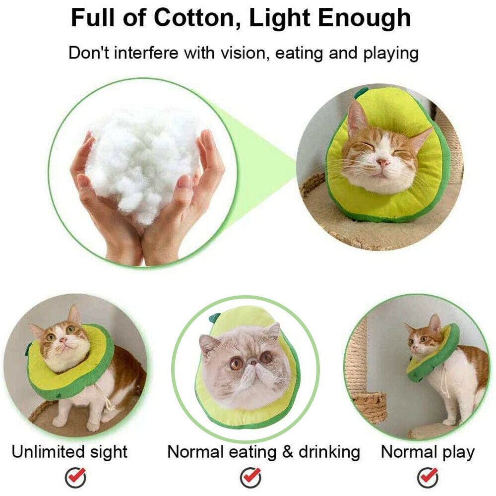 HKM-5424701 Soft Adjustable Pet Recovery Collar for Cats and Small Dogs ¨C Lemon Design E-Collar for Post-Surgery Care and Wound Healing