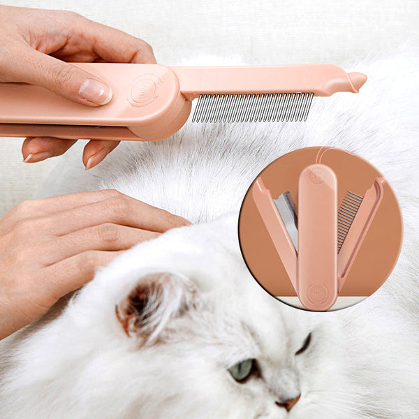 HKM-5424829 Dual-Teeth Pet Dematting Comb for Dogs and Cats - Ergonomic Non-Slip Handle for Easy Grooming