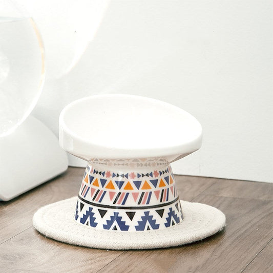 HKM-542547 Ceramic Cat Bowl in Pink or Blue - Ideal for Pet Food and Decor