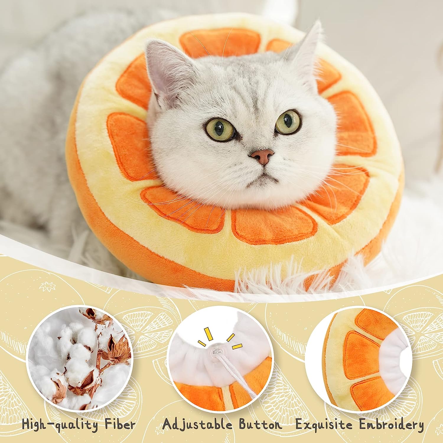 HKM-5426493 Adjustable Soft Fabric Cat Recovery Cone for Post-Surgery Care