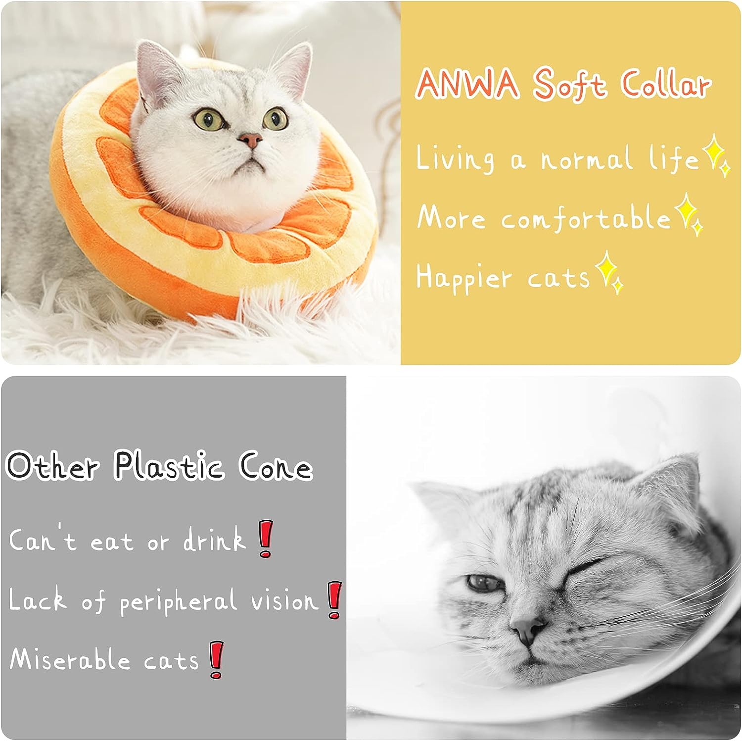 HKM-5426493 Adjustable Soft Fabric Cat Recovery Cone for Post-Surgery Care