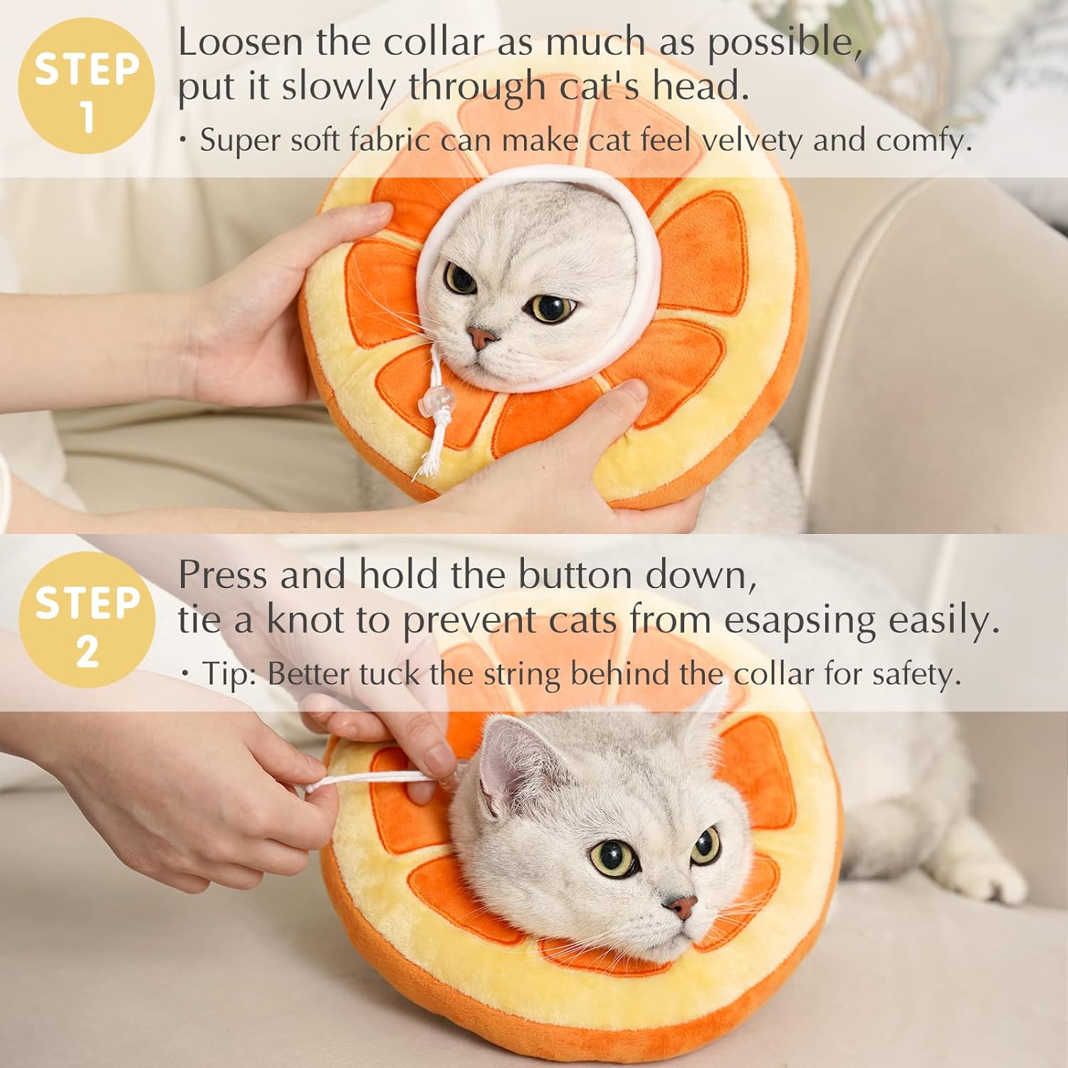 HKM-5426493 Adjustable Soft Fabric Cat Recovery Cone for Post-Surgery Care